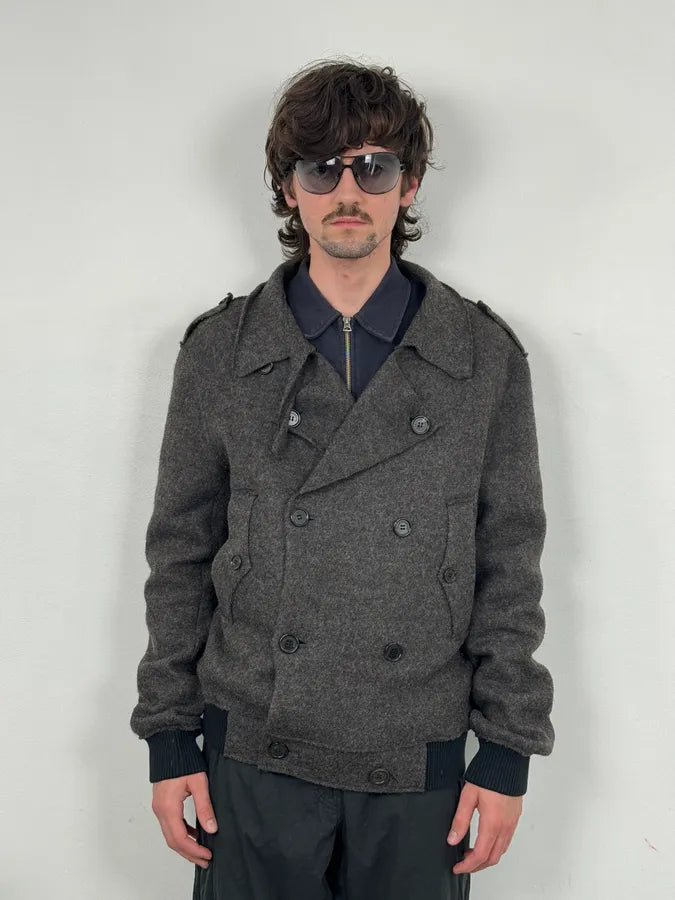 Kris Van Assche Grey Wool Double-Breasted Jacket Vugqhzf 1
