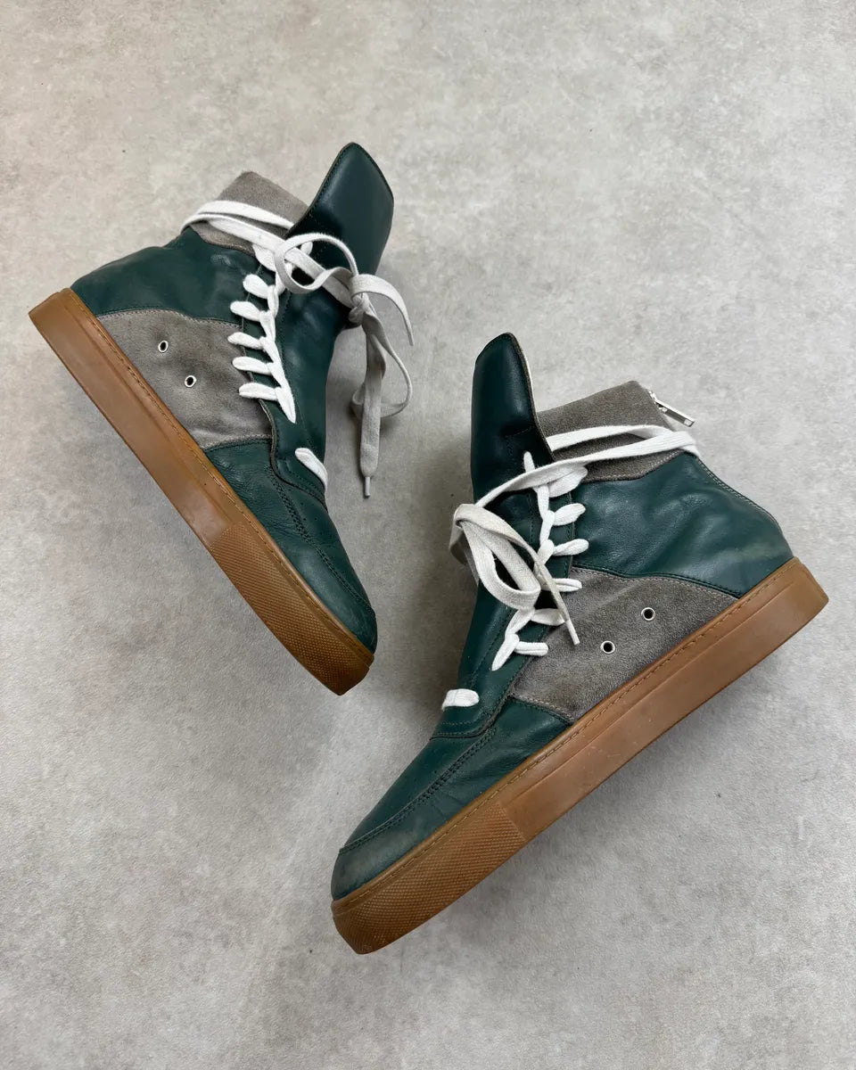 Kris van Assche Green Leather Grey Suede Megalaced High Sneakers  MzTKFBM 2