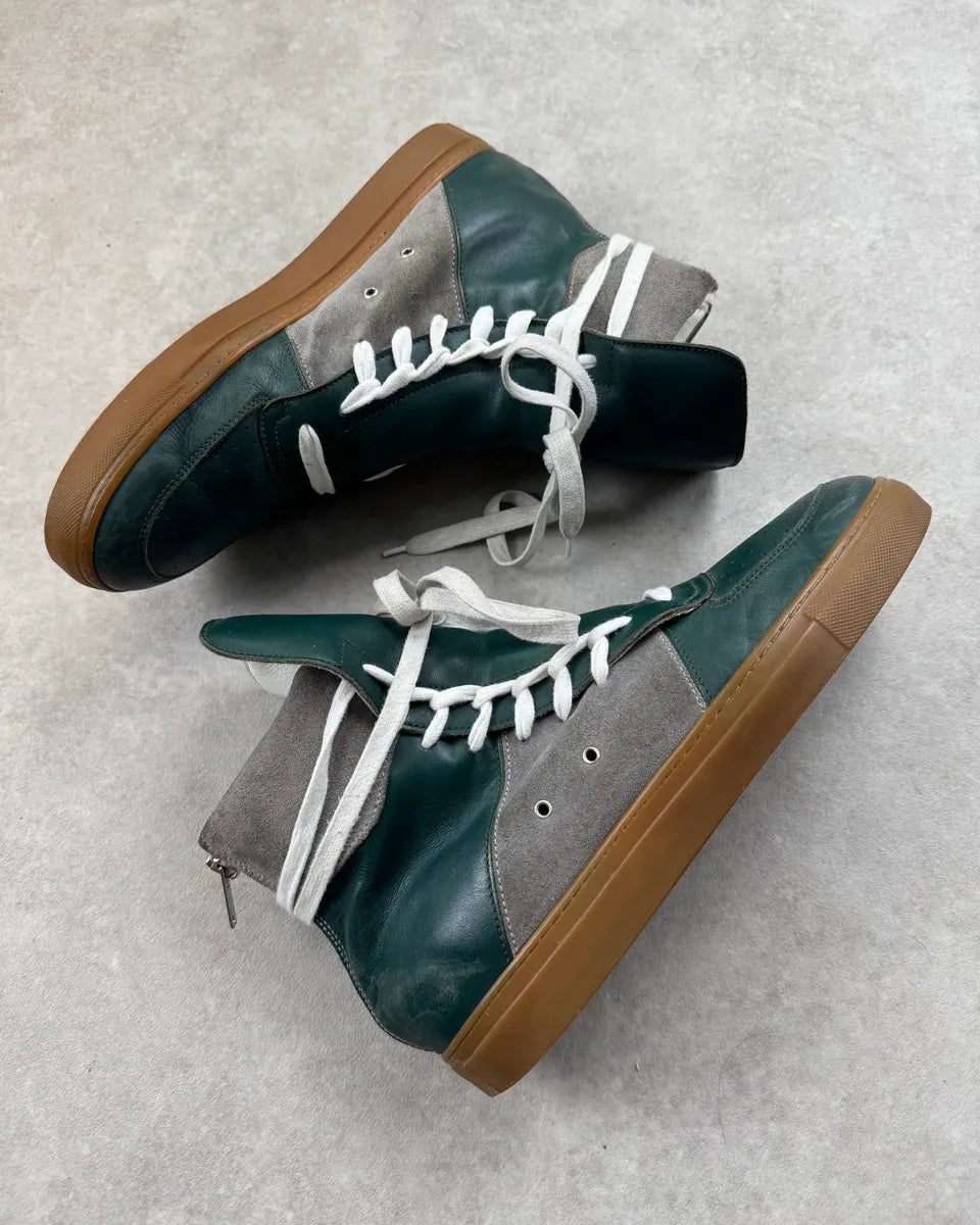 Kris van Assche Green Leather Grey Suede Megalaced High Sneakers  MzTKFBM 3