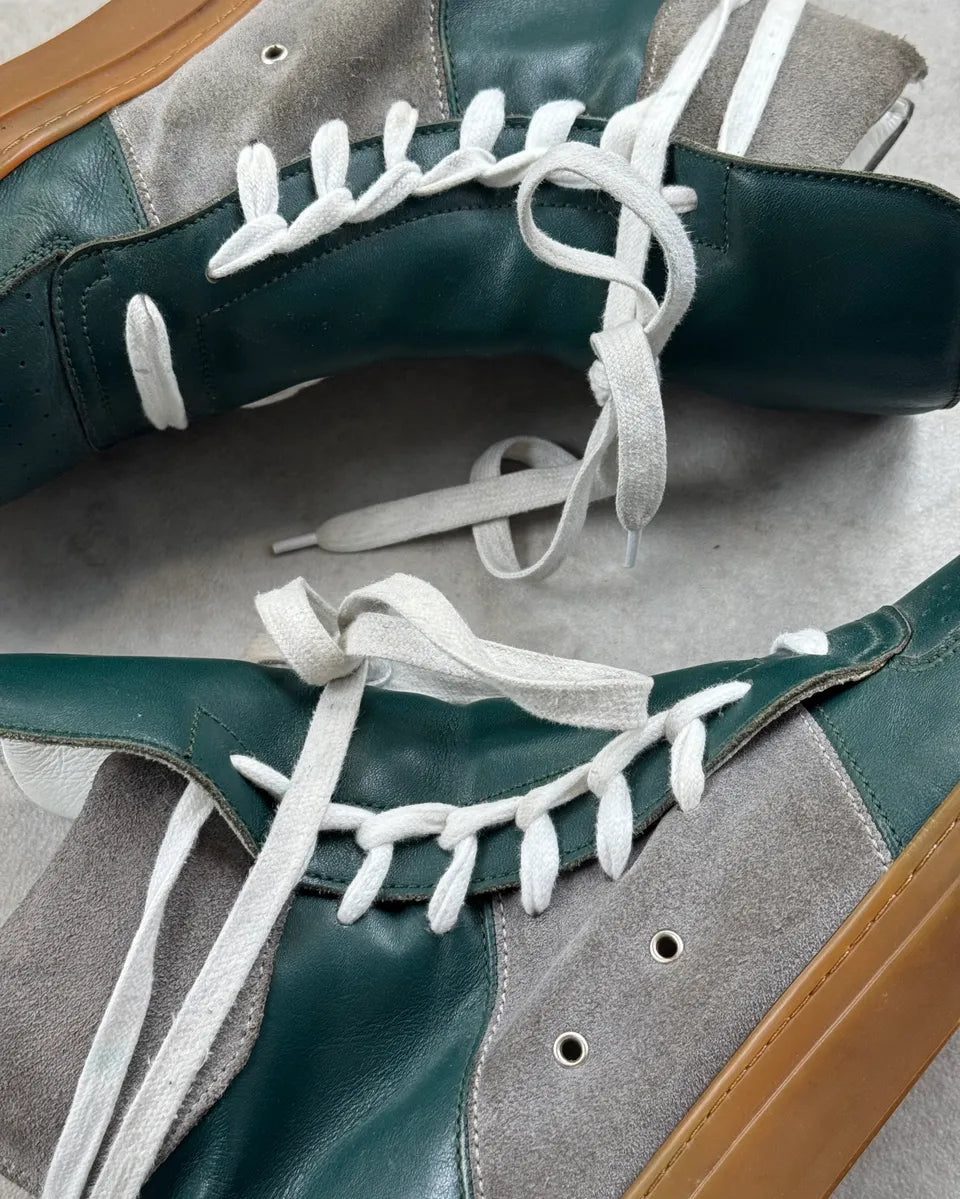 Kris van Assche Green Leather Grey Suede Megalaced High Sneakers  MzTKFBM 4