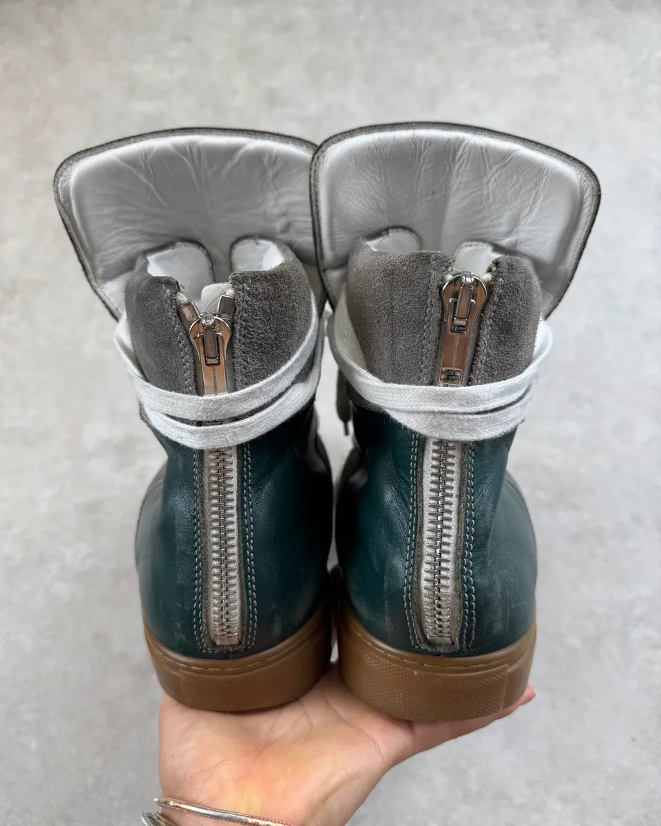 Kris van Assche Green Leather Grey Suede Megalaced High Sneakers  MzTKFBM 6