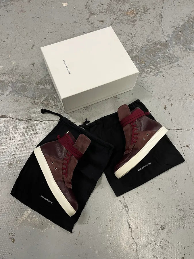 Kris Van Assche Leather & Suede Laced Burgundy Shoes zaOvjZQ 1