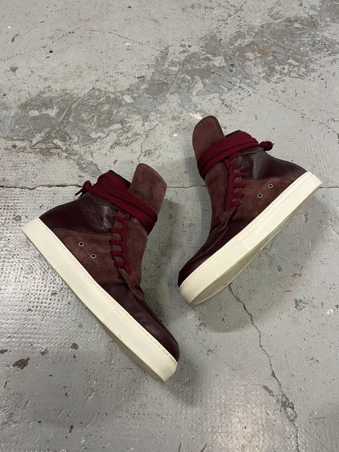 Kris Van Assche Leather & Suede Laced Burgundy Shoes zaOvjZQ 2