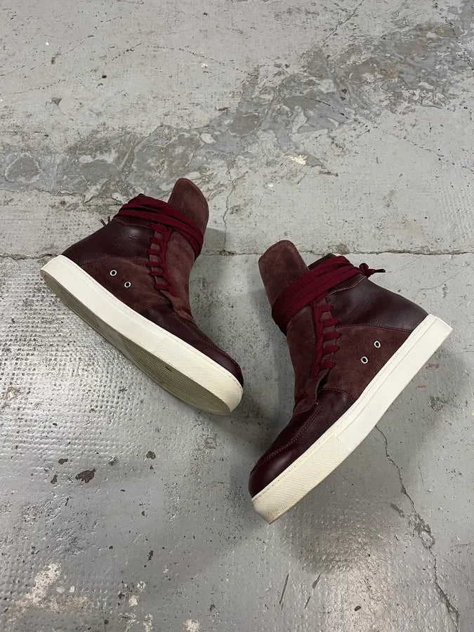 Kris Van Assche Leather & Suede Laced Burgundy Shoes zaOvjZQ 3