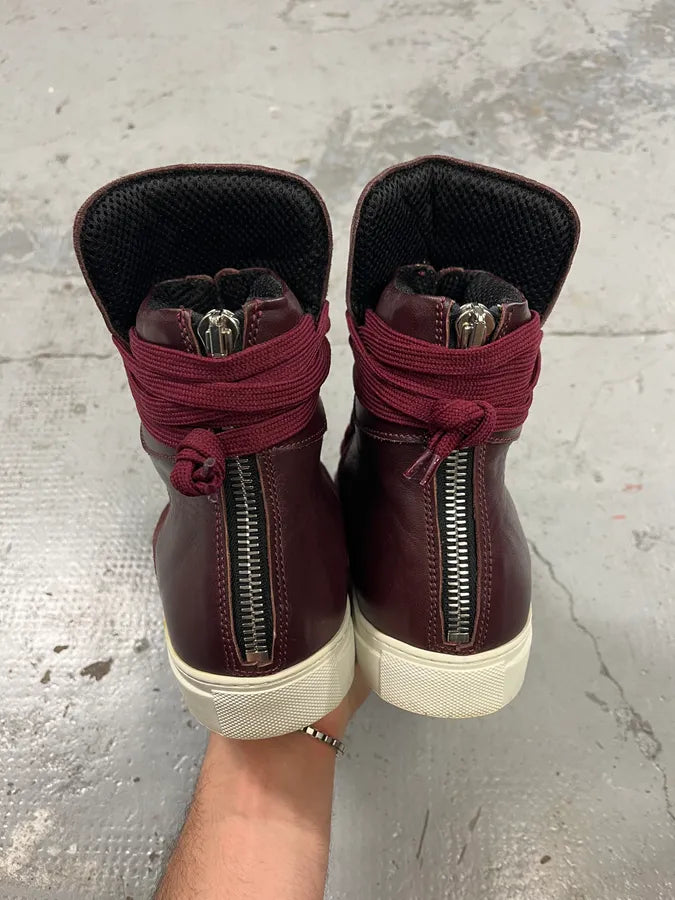 Kris Van Assche Leather & Suede Laced Burgundy Shoes zaOvjZQ 5
