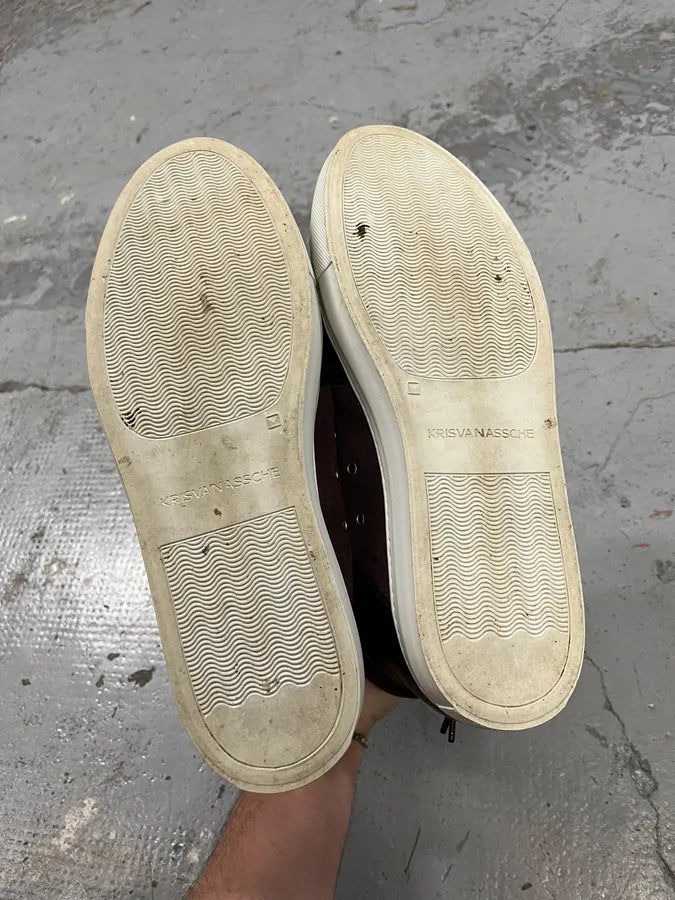 Kris Van Assche Leather & Suede Laced Burgundy Shoes zaOvjZQ 6