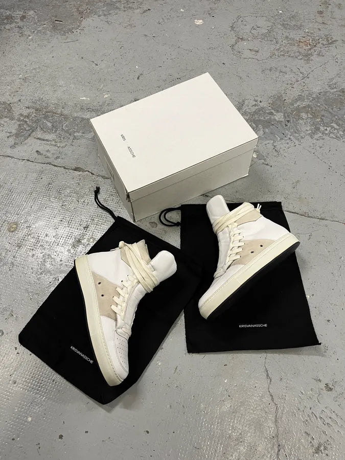 Kris Van Assche Leather & Suede Laced White Shoes BvgWoer 1