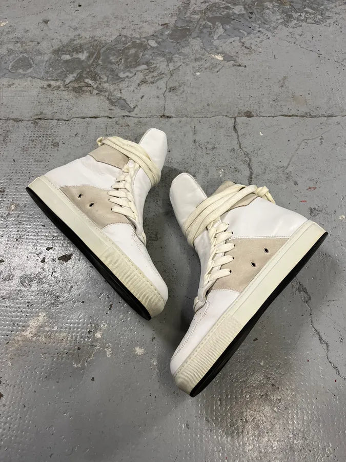 Kris Van Assche Leather & Suede Laced White Shoes BvgWoer 3