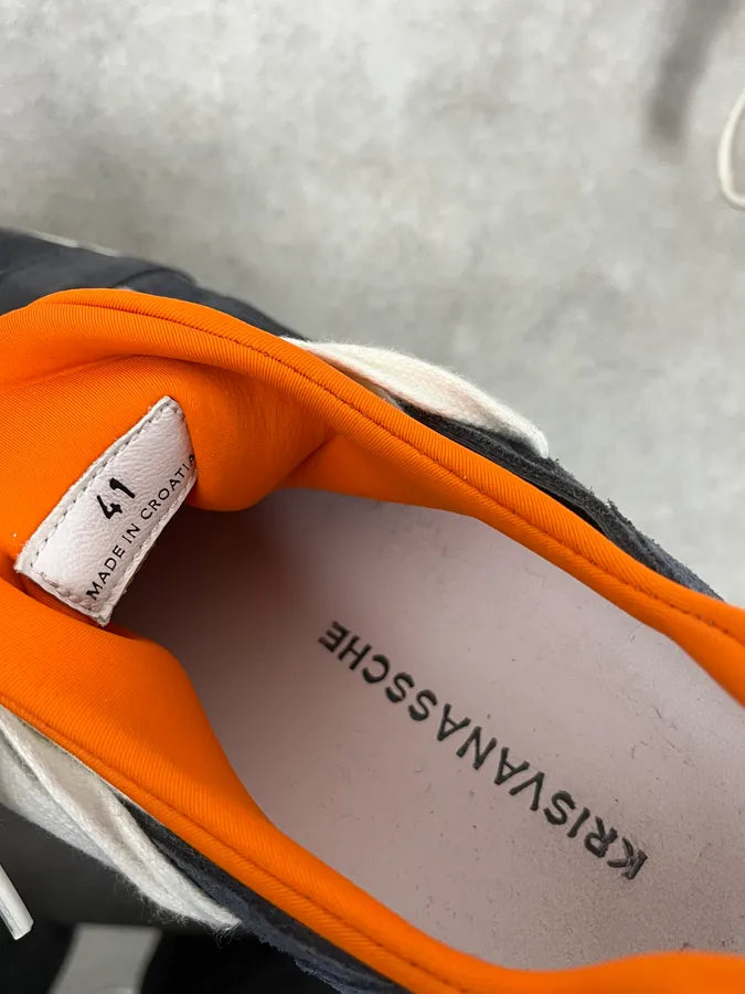 Kris Van Assche Megalaced Navy Blue Leather Sneakers CBKydKx 7