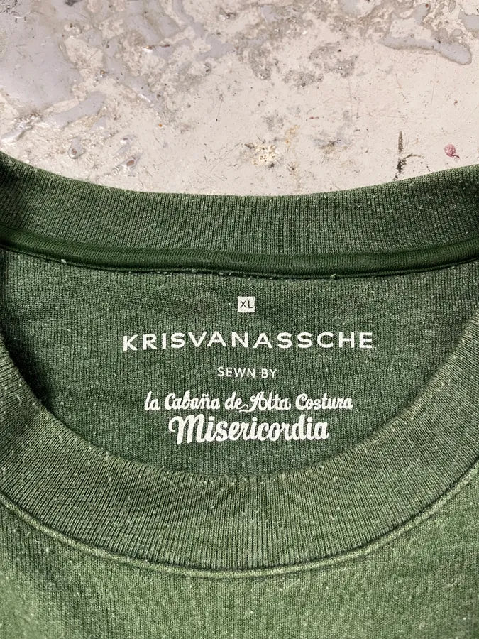 Kris Van Assche Olive & White Contemporary Patterned Sweater (M/L) fqmhPXz 6