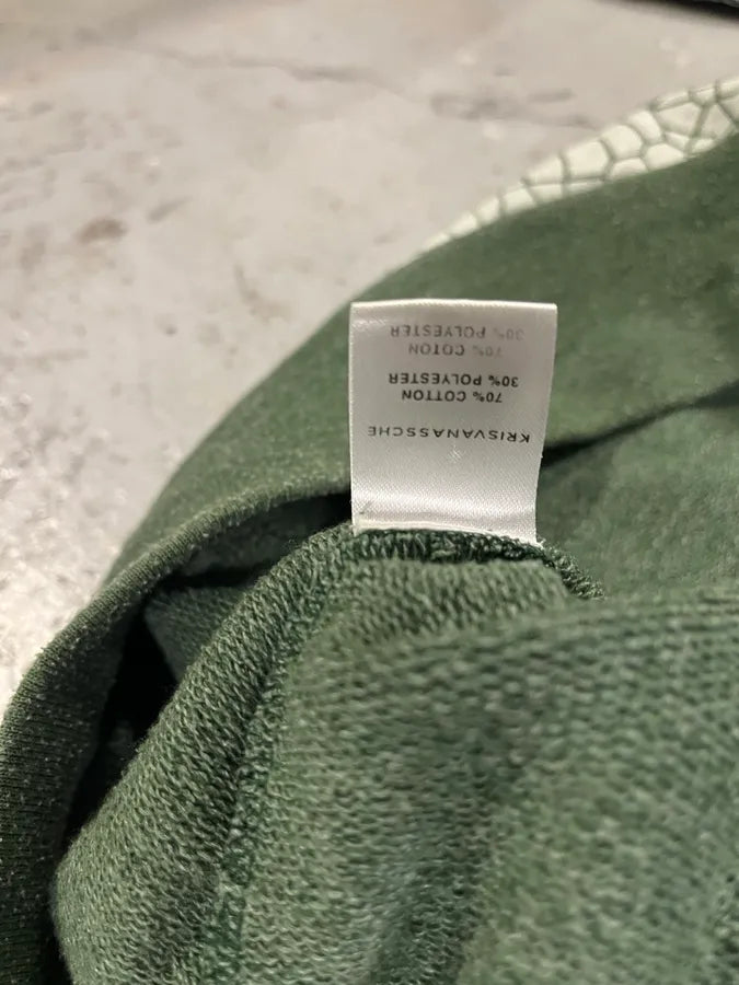 Kris Van Assche Olive & White Contemporary Patterned Sweater (M/L) fqmhPXz 7