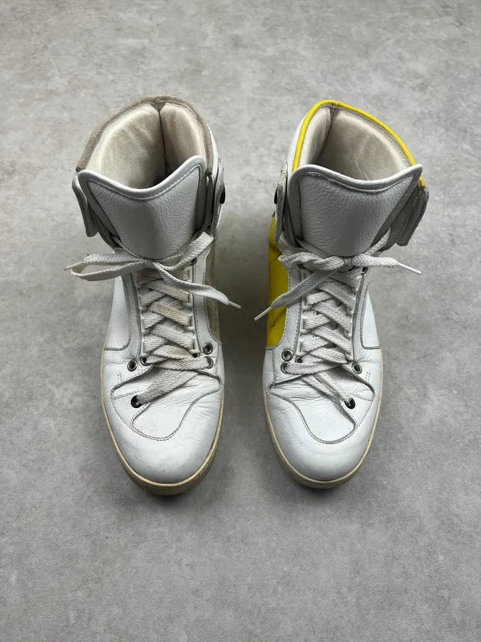 Kris Van Assche White Leather High-Top Contrast Sneakers arHmaFg 1