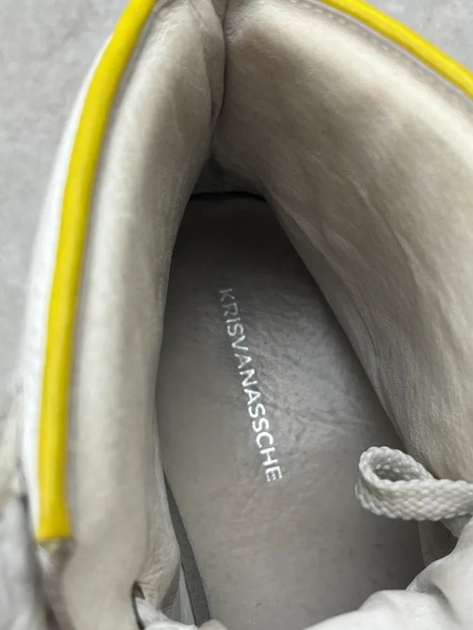 Kris Van Assche White Leather High-Top Contrast Sneakers arHmaFg 9