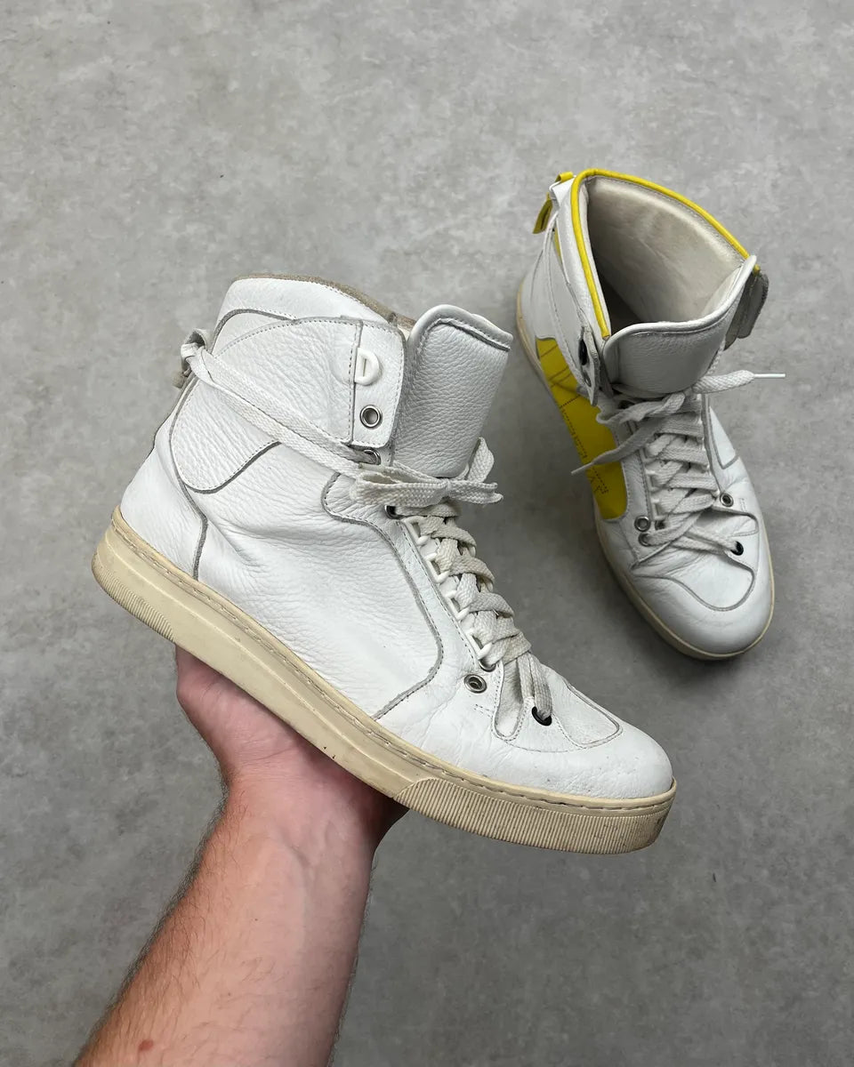 Kris Van Assche White Leather High-Top Contrast Sneakers arHmaFg 0