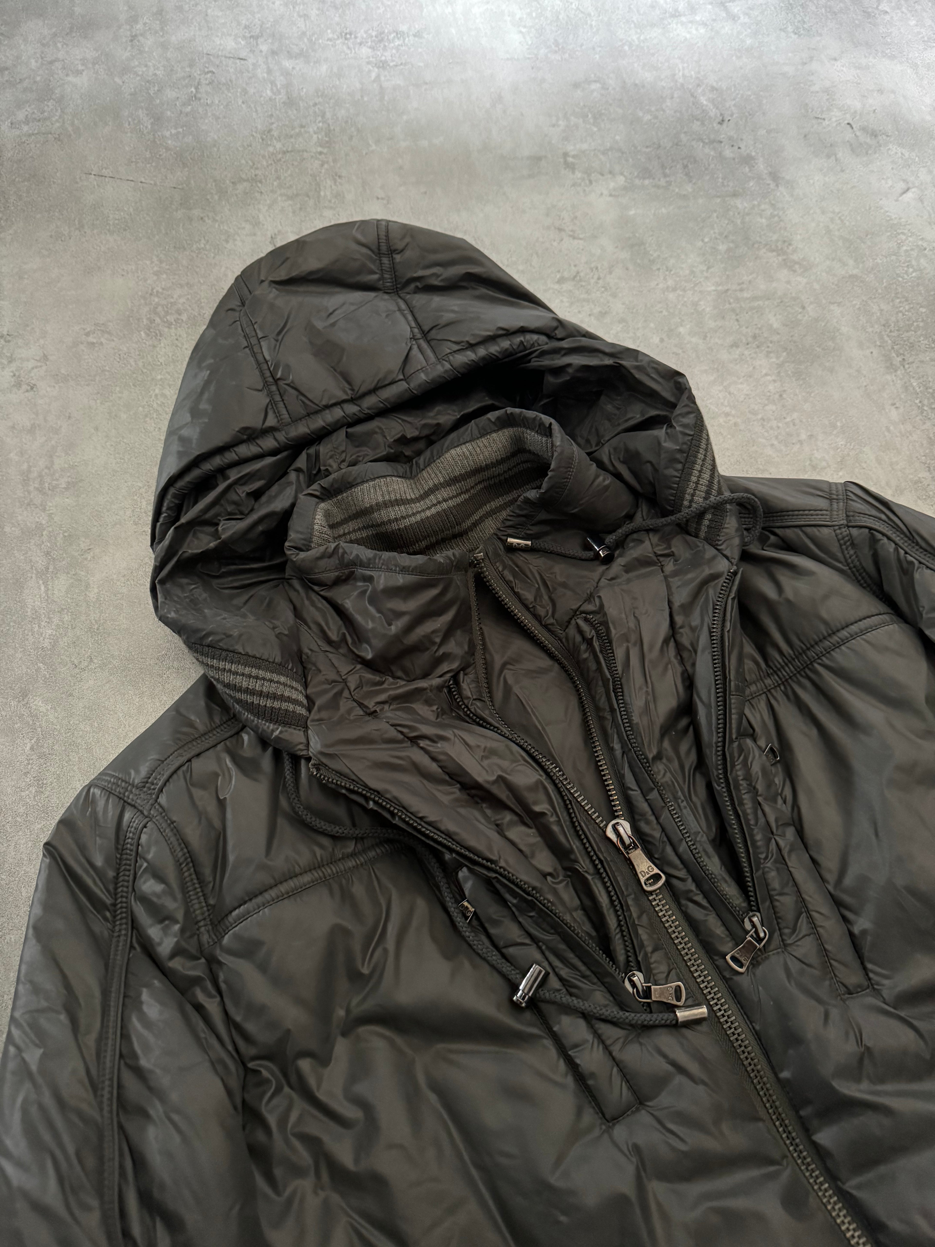 2000s Dolce & Gabbana Multi Zips Avant Garde Grey Astro Bomber Jacket (L) - 7