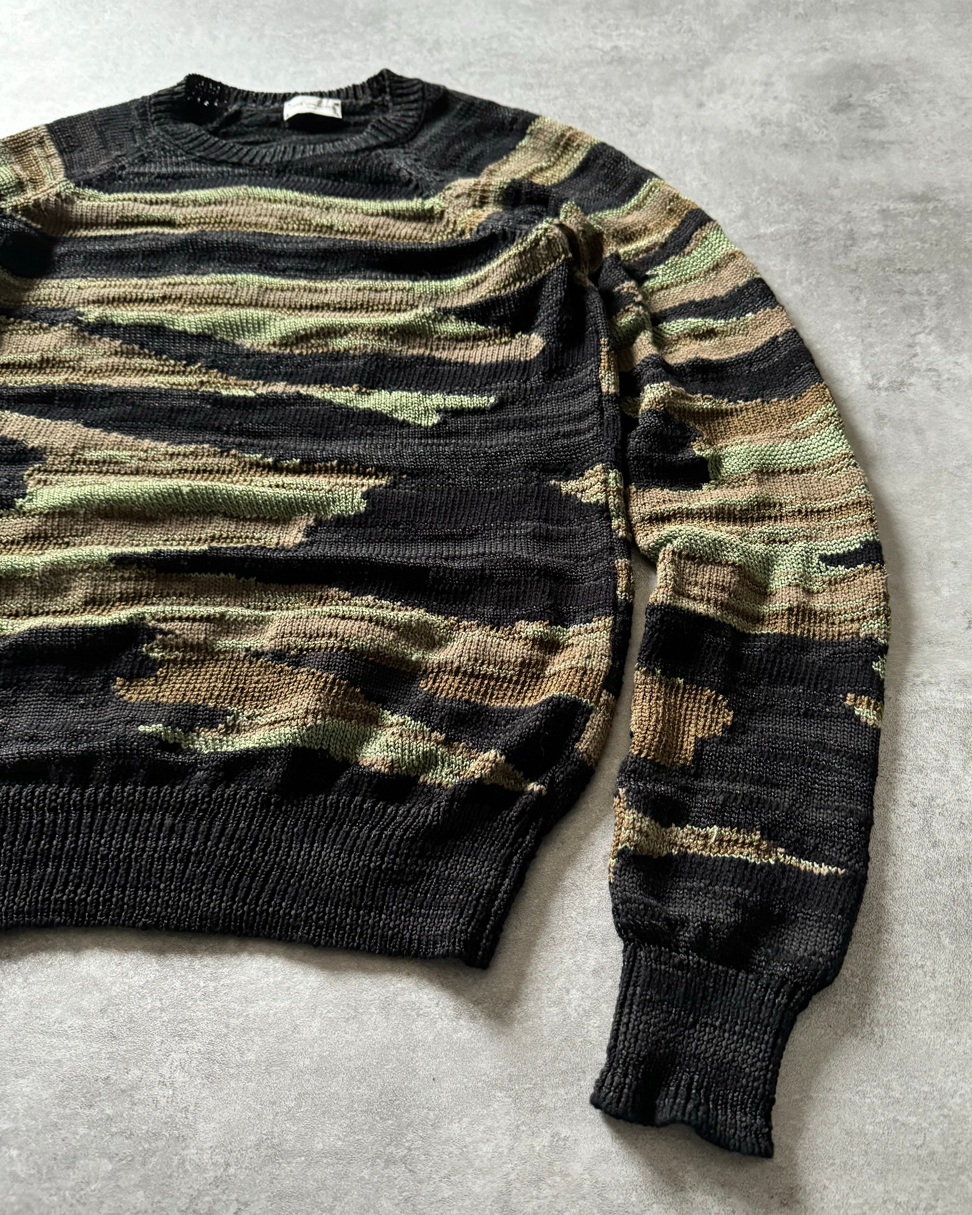 SS2017 Dries Van Noten Janitor Intarsia Knit Sweater Black (S) - 6