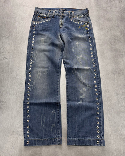 SS2006 Dolce & Gabbana Eyled Distressed Denim Jeans (L) - 1