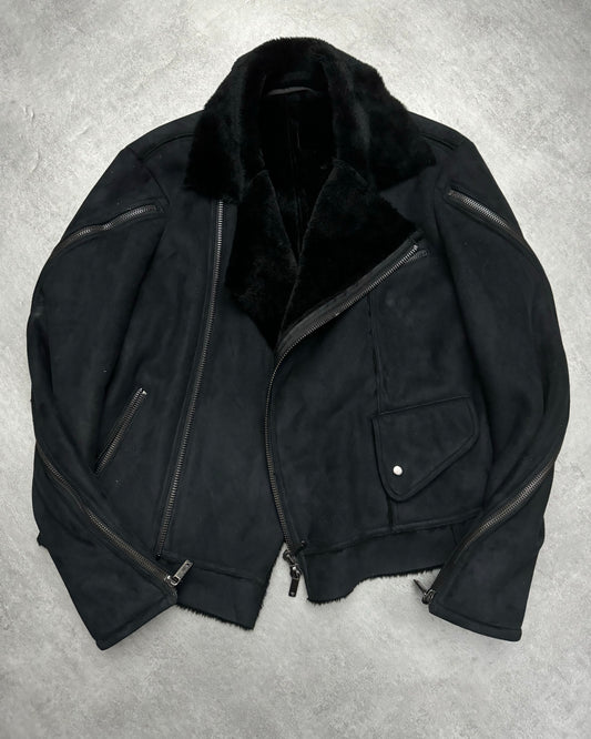 FW2002 Emporio Armani Tornado Arm Zips Asymmetrical Navy Jacket (L) - 1