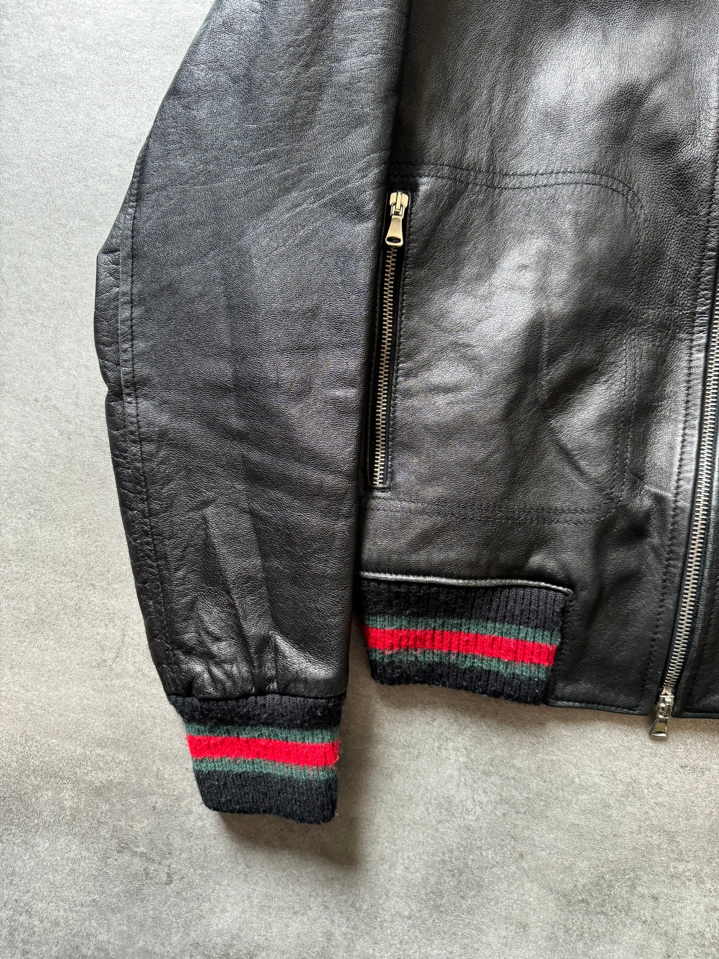 1990s Gucci Signature Black Leather Italian Jacket (M) - 8