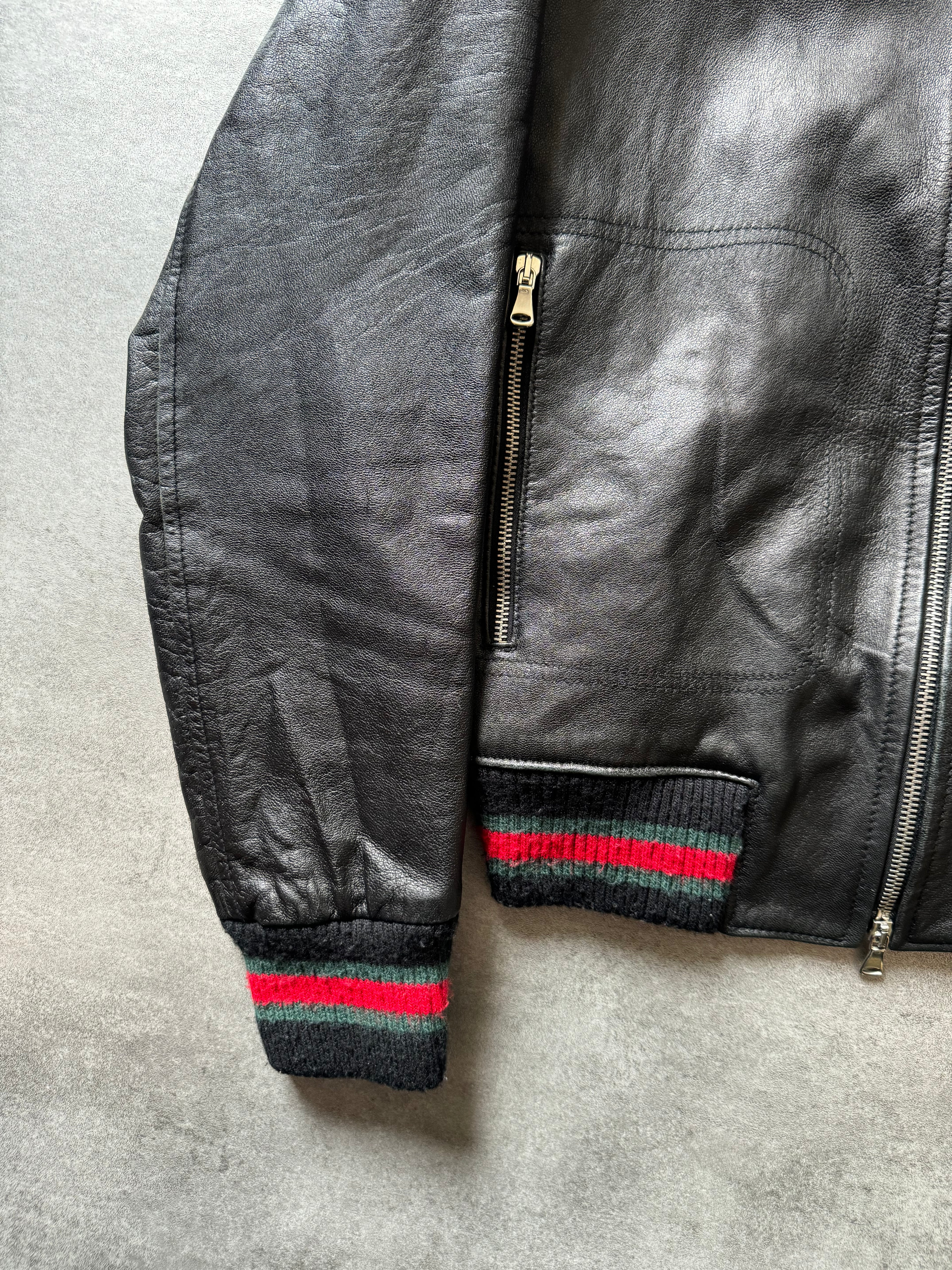 1990s Gucci Signature Black Leather Italian Jacket (M) - 8