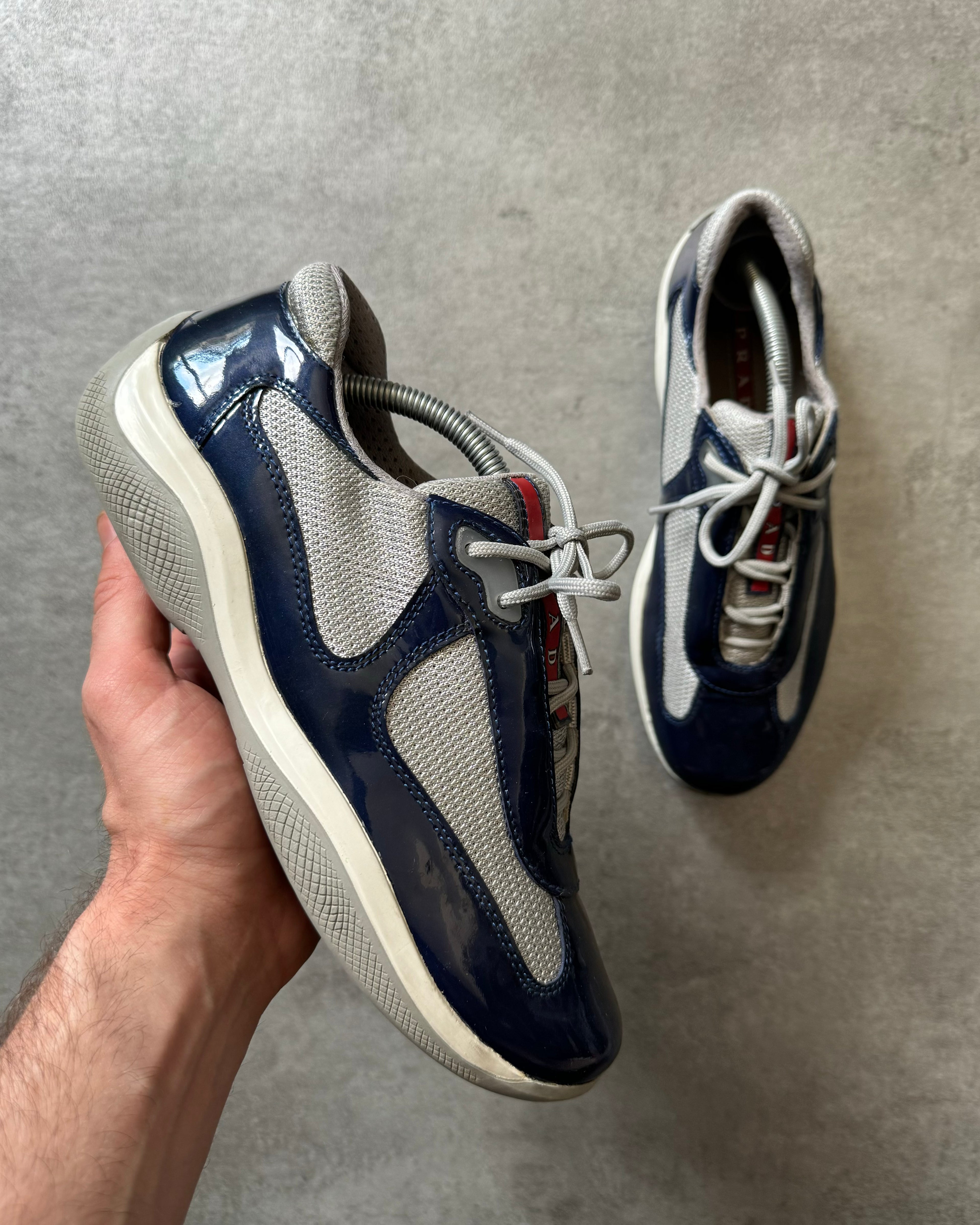 Prada America's Cup Navy Satin Shoes (39) - 1