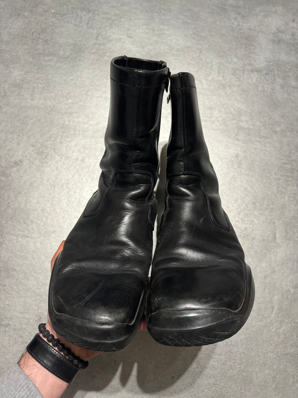 FW1999 Prada Ankle Vibram Black Leather Boots (45,5) - 9
