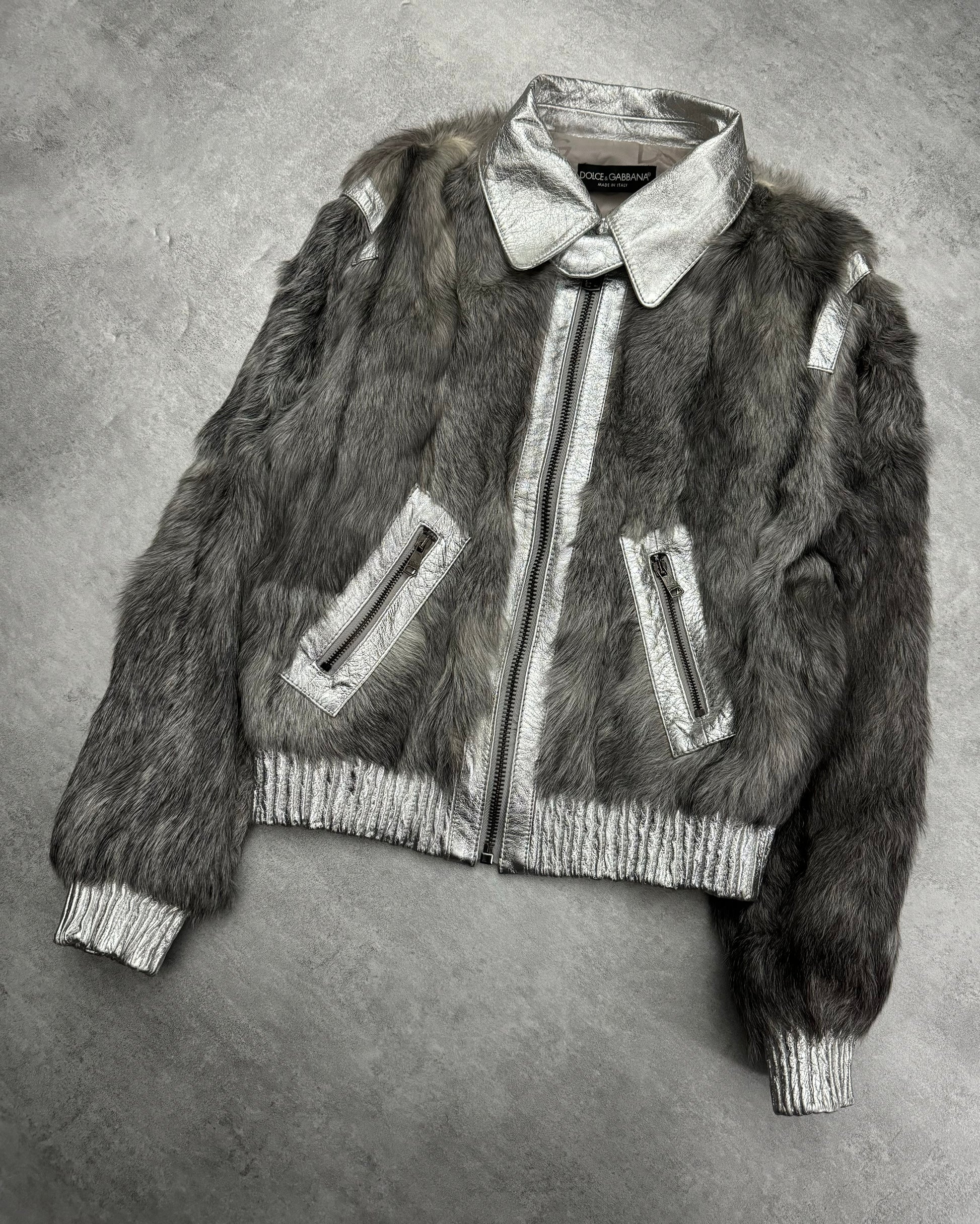 FW2008 Dolce & Gabbana Grey Fur Kid Goat Astro Jacket (XS/S) - 6