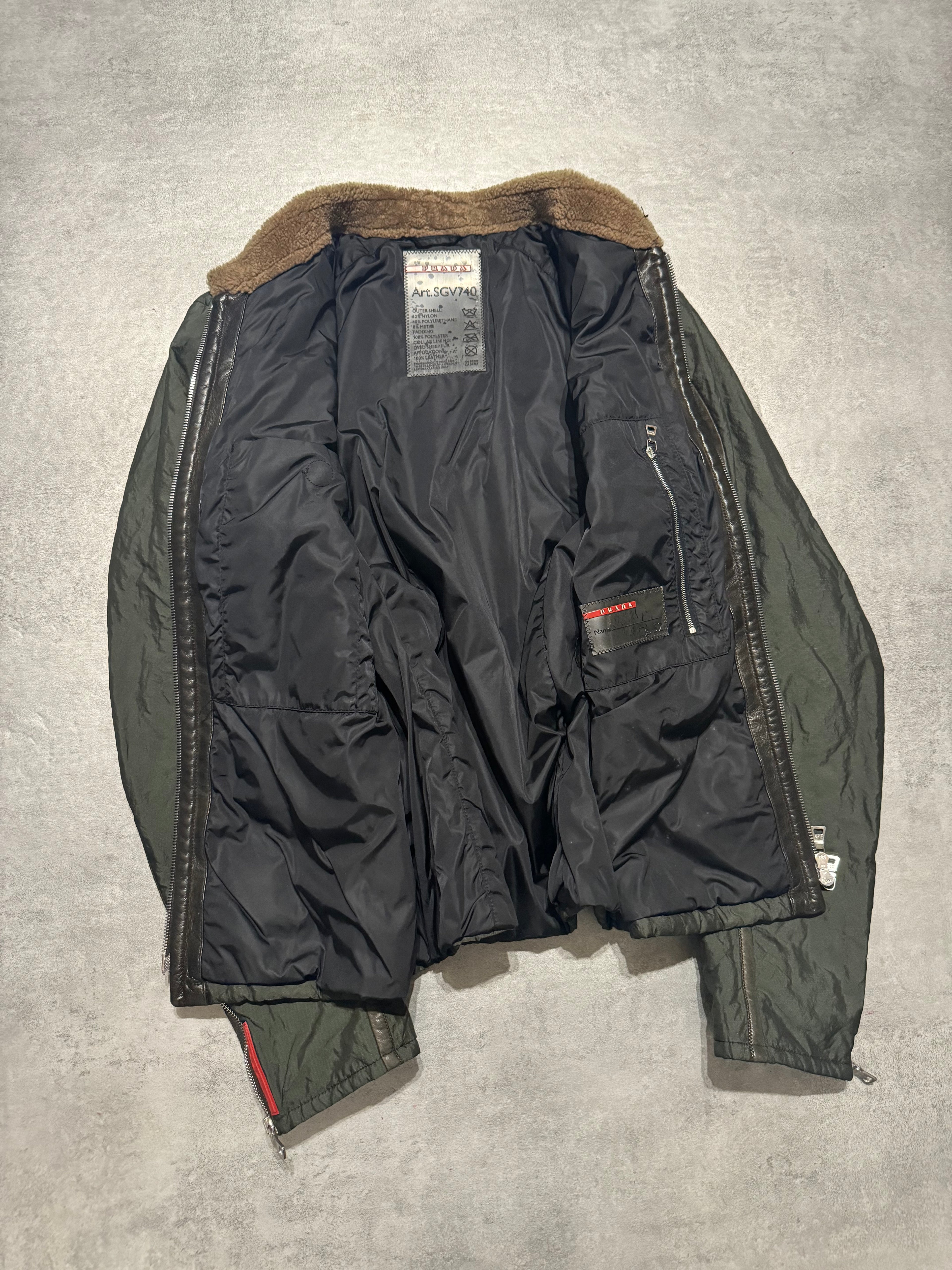 2000s Prada Green Nylon Linea Rossa Biker Jacket (M/L) - 5