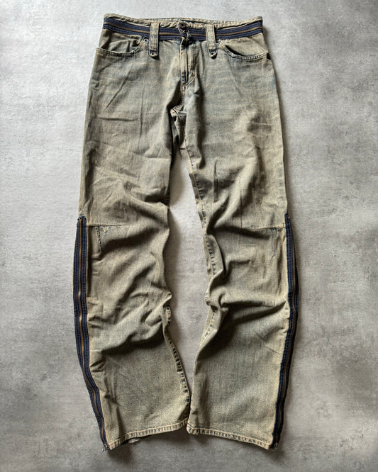 AW2003 Dolce & Gabbana Multi Zips Blue Denim Jeans (M) - 1