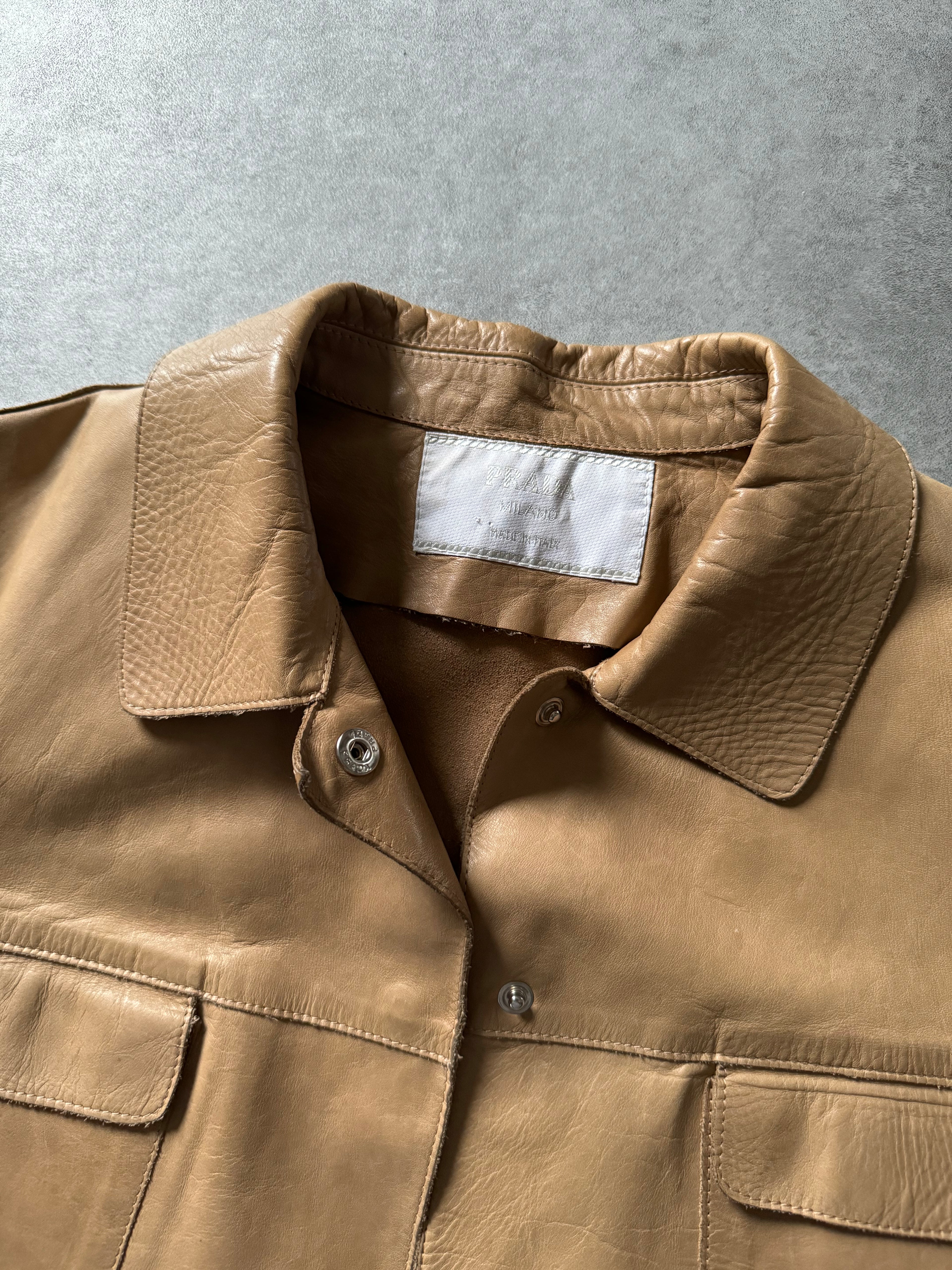 SS1999 Prada Elegant Beige Leather Jacket  (XS) - 6