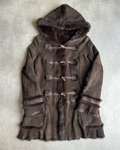 2000s Armani Reversible 2 in 1 Avant-Garde Brown Rustic Fur Jacket (S/M) - 2