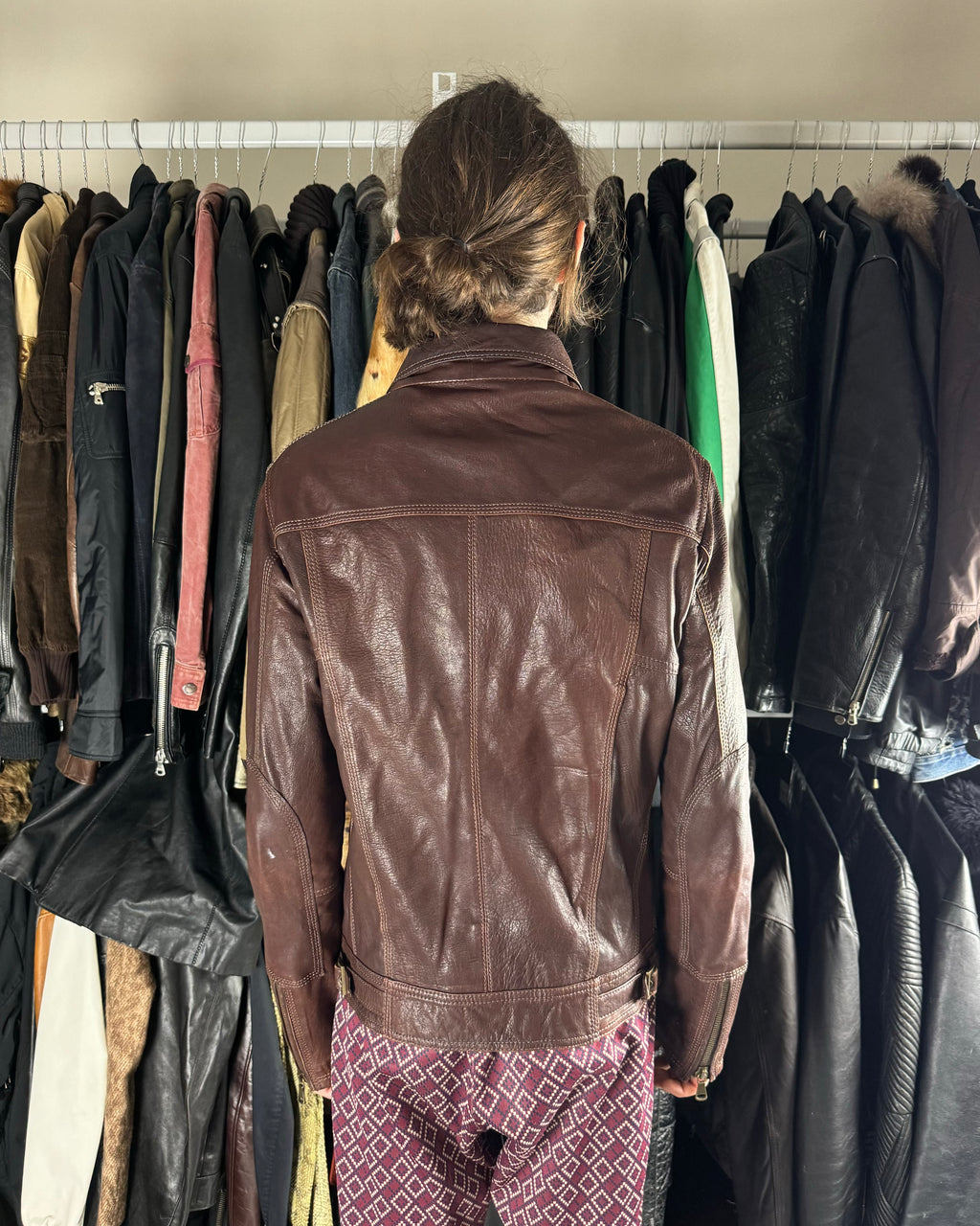 2000s Dolce & Gabbana Fighting Bordeaux Leather Jacket (M) - 3