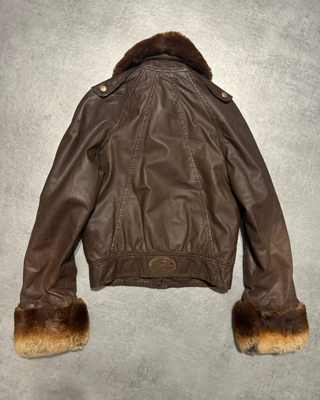 2000s Roberto Cavalli Brown Fur Optimum Leather Jacket  (XS) - 2