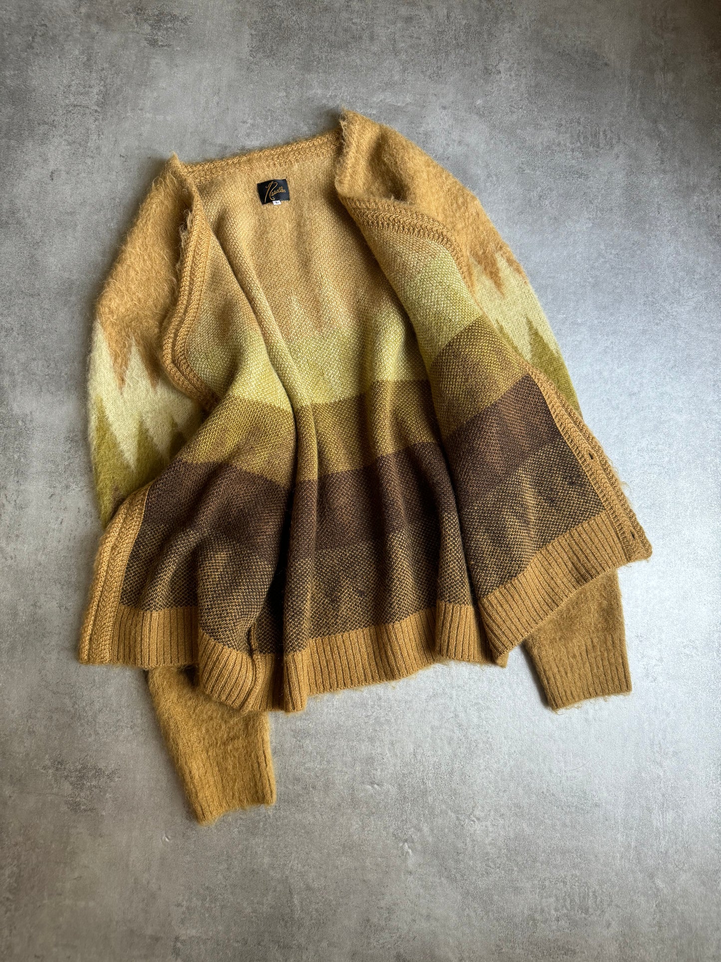 2010s Needles Jacquard Knit Forest Pattern Cardigan (L) - 7