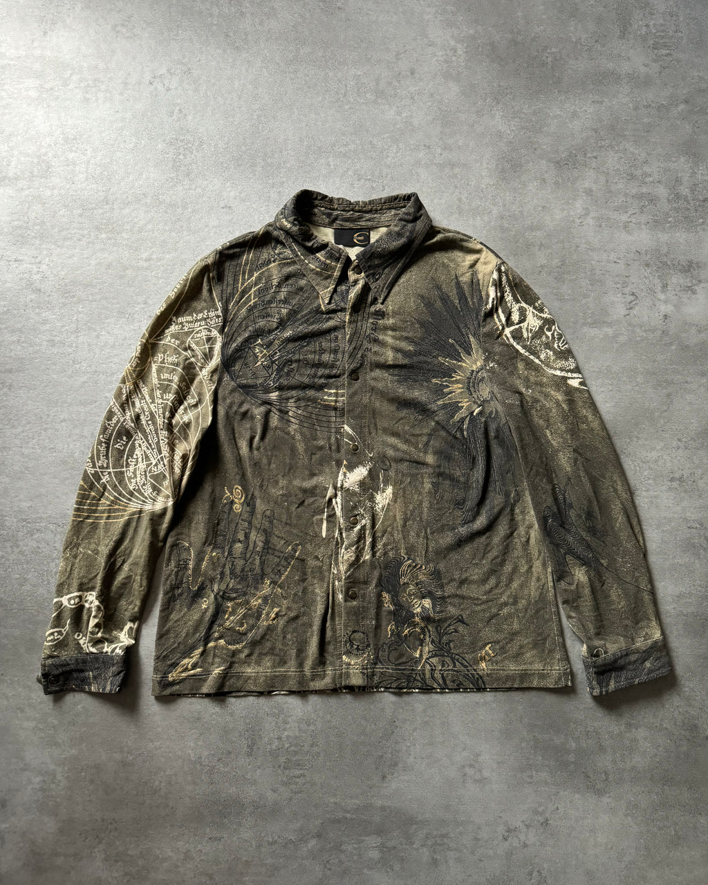 AW2003 Cavalli Astrology Olive Dream Shirt (S) - 1