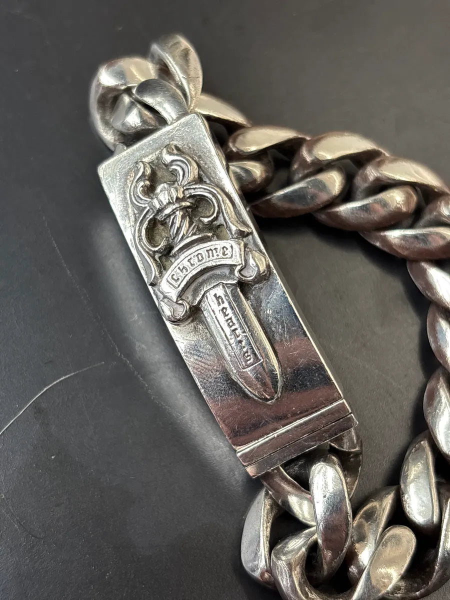 Chrome Hearts Silver Sterling Silver Dagger Curb Chain Bracelet lGPoKpHR 8