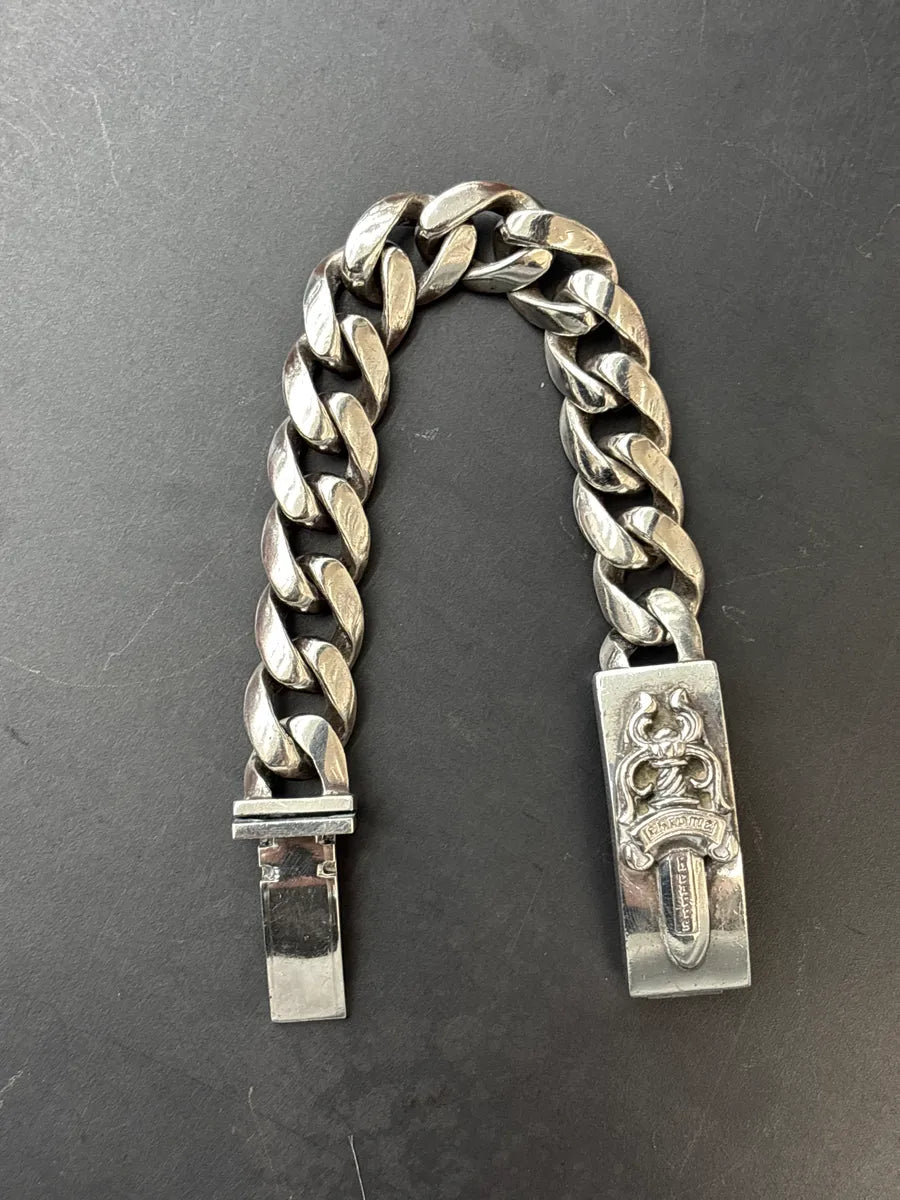 Chrome Hearts Silver Sterling Silver Dagger Curb Chain Bracelet lGPoKpHR 0