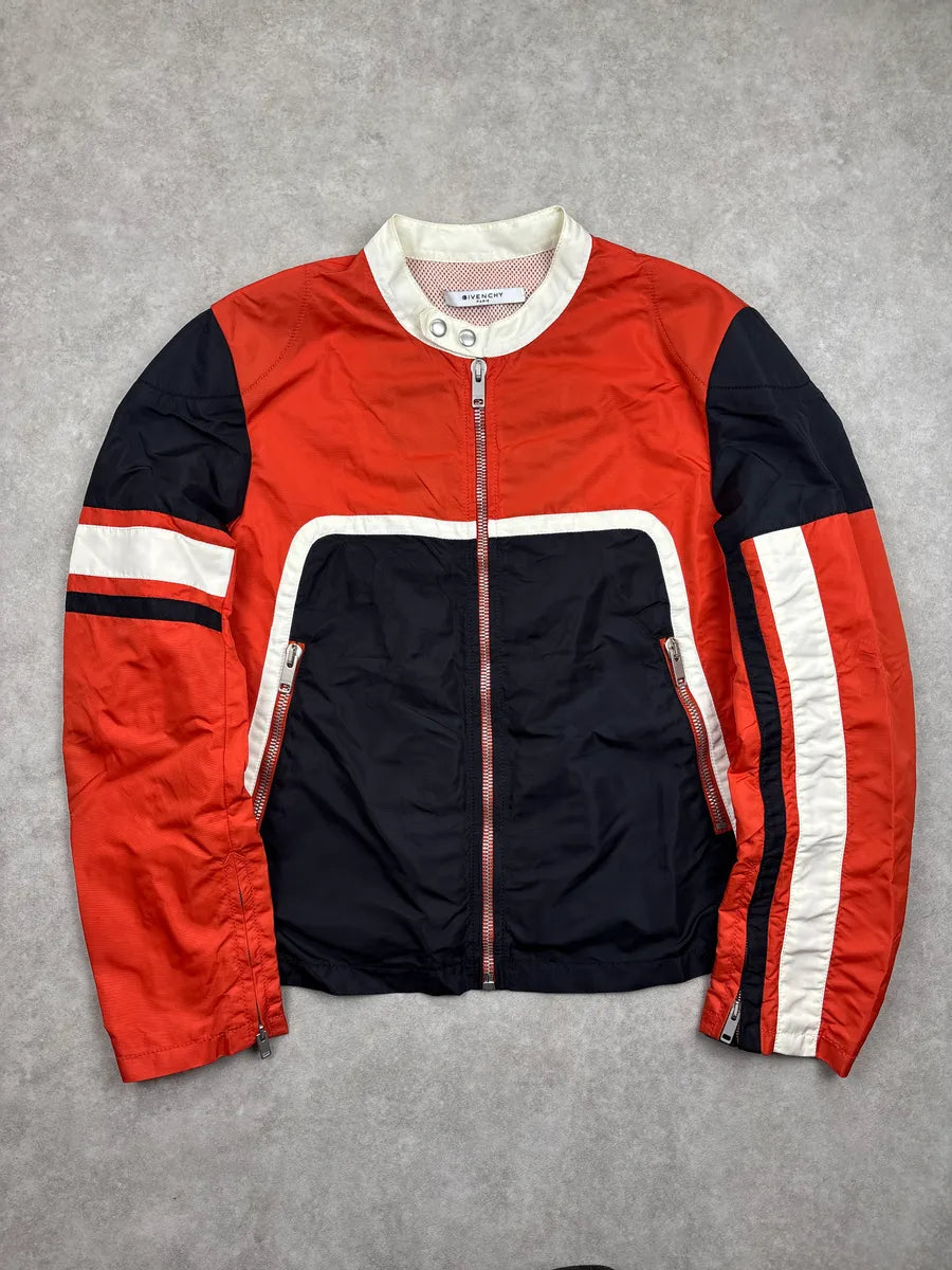 Givenchy Red Nylon Colorblock Moto Light Jacket lHiOiMSk 0