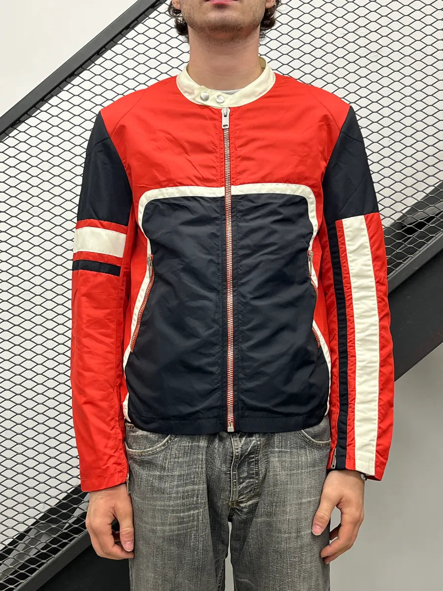 Givenchy Red Nylon Colorblock Moto Light Jacket lHiOiMSk 1