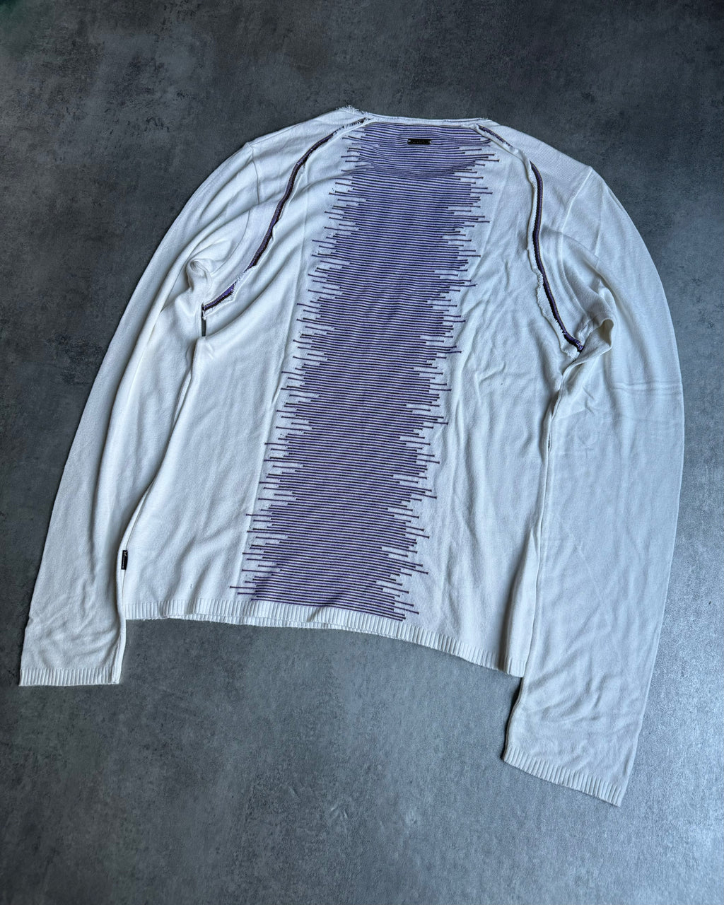 SS2007 Cavalli Purple Stripped Creamy Sweater (M) - 4