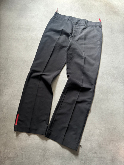 SS2003 Prada Black Zip Linea Rossa Suit Pants (L) - 9