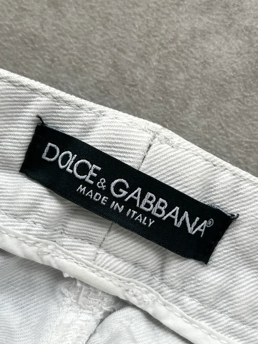 2010s Dolce & Gabbana Black Denim Star Print Bleach Effect Skirt lRdbaCrp 9