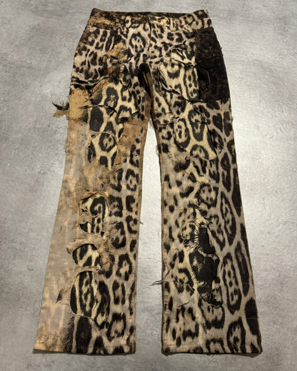 2000s Roberto Cavalli Deconstructed Leopard Magma Exploration Pants (S) - 6