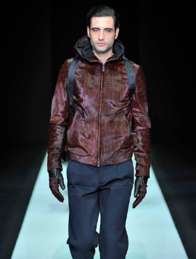 FW2013 Emporio Armani Goat Fur Black & Red Hooded Avant-Garde Jacket (M) - 13