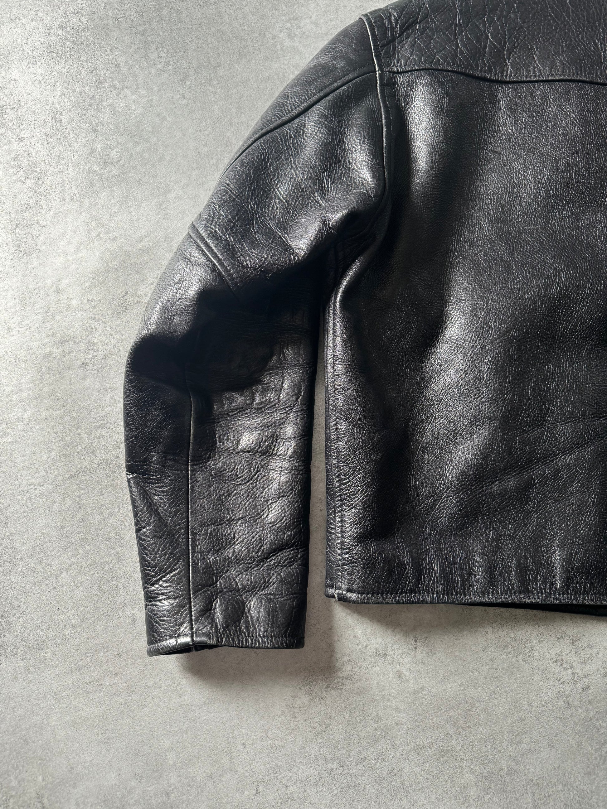 1990s Moschino Premium Biker Leather Jacket (M) - 8