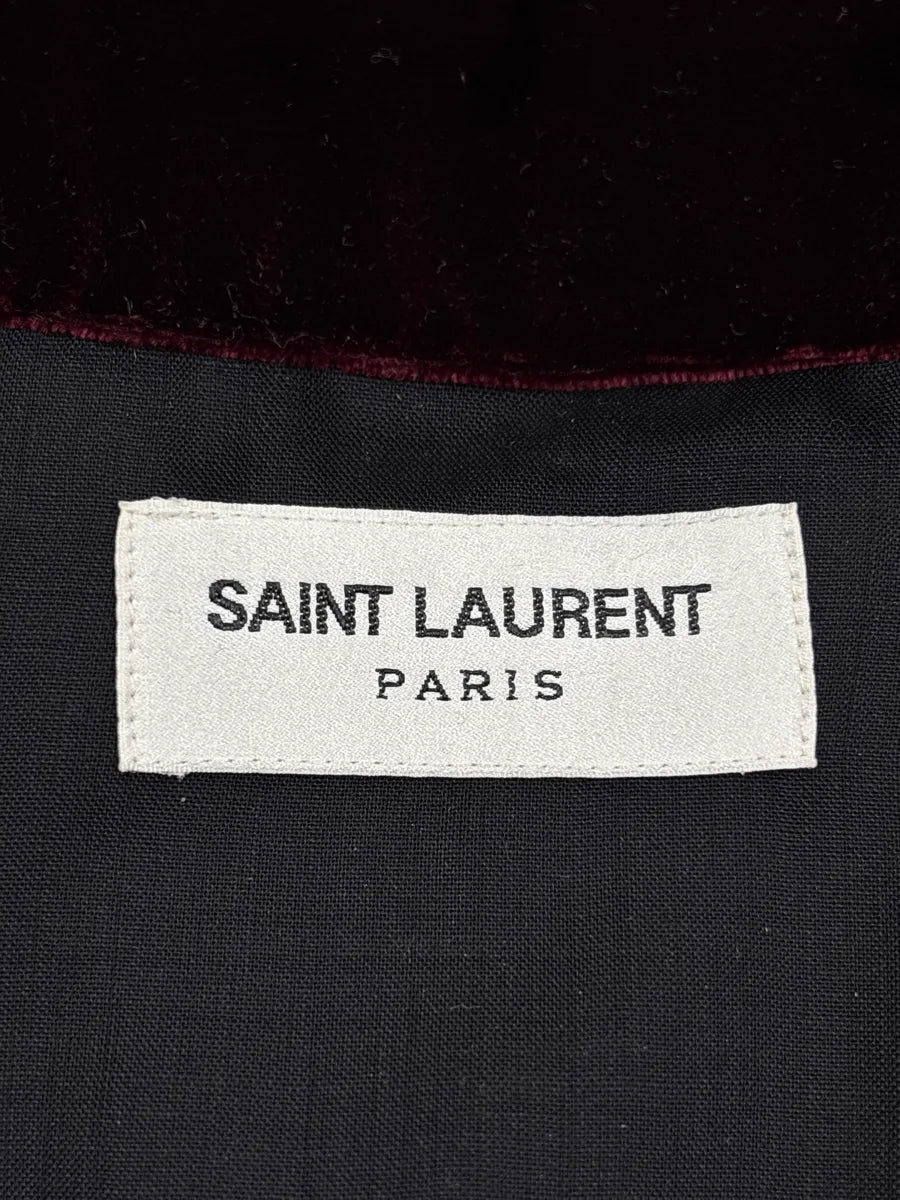 SS2019 Saint Laurent Dark Burgundy Velvet Western Embroidered Shirt lUiEDhnE 8