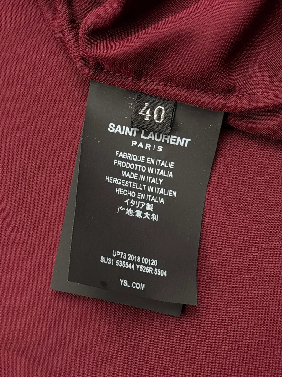 SS2019 Saint Laurent Dark Burgundy Velvet Western Embroidered Shirt lUiEDhnE 9