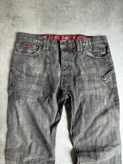 AW2003 Dolce & Gabbana Grey Eroded Denim Jeans (L) - 8