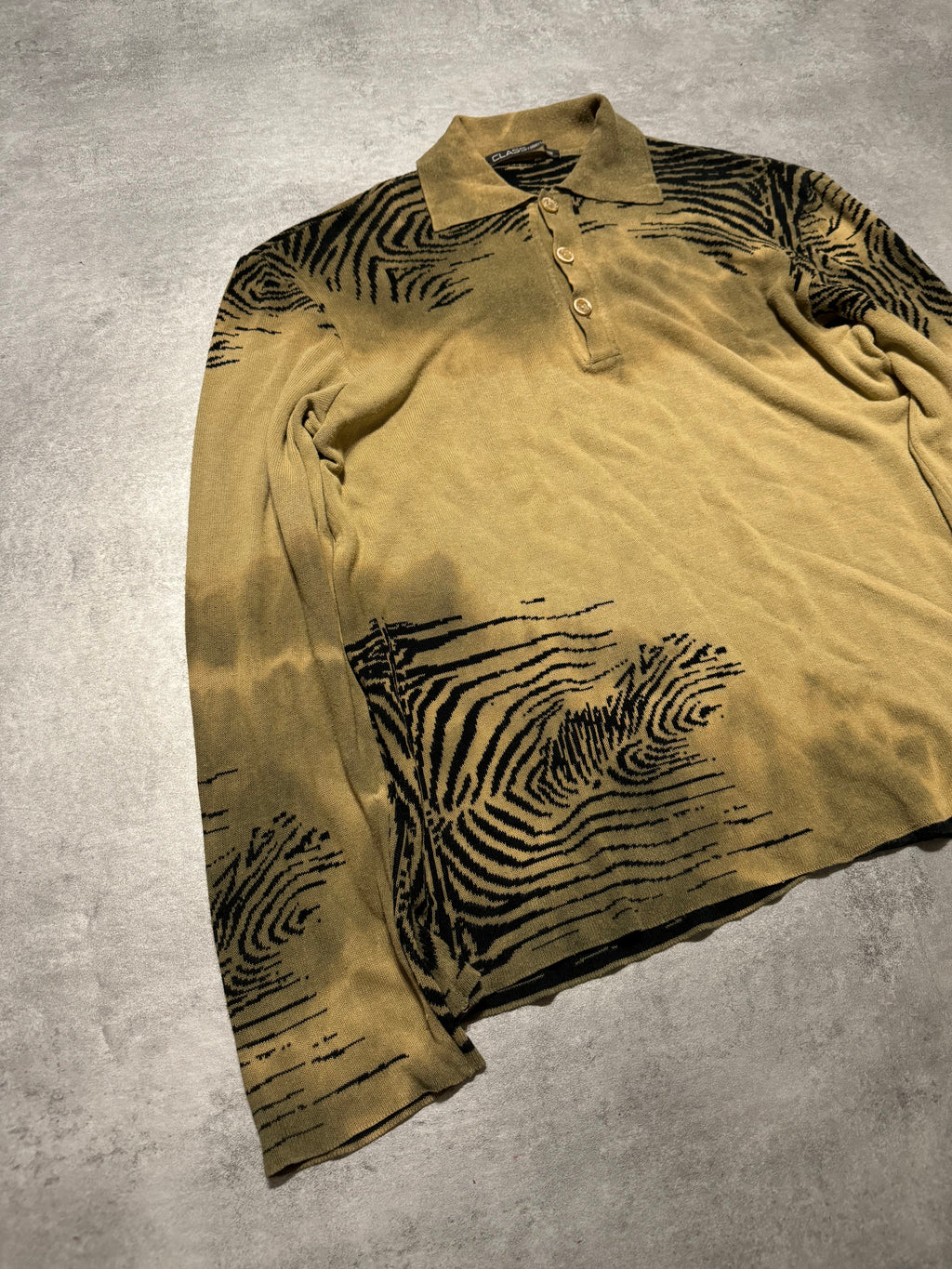 2000s Roberto Cavalli Zebra Desert Finger Print Polo Sweater (S) - 8