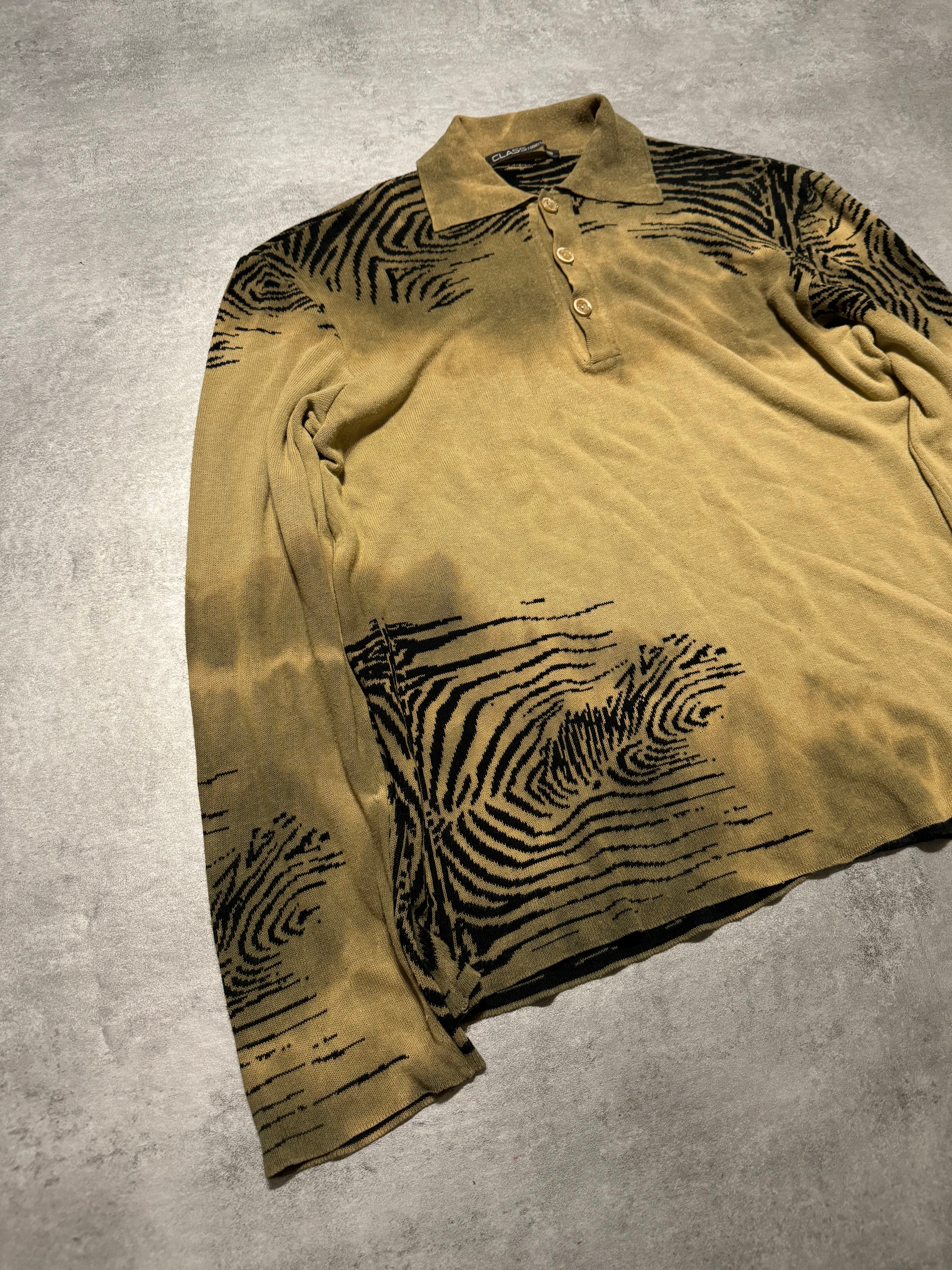 2000s Roberto Cavalli Zebra Desert Finger Print Polo Sweater (S) - 8